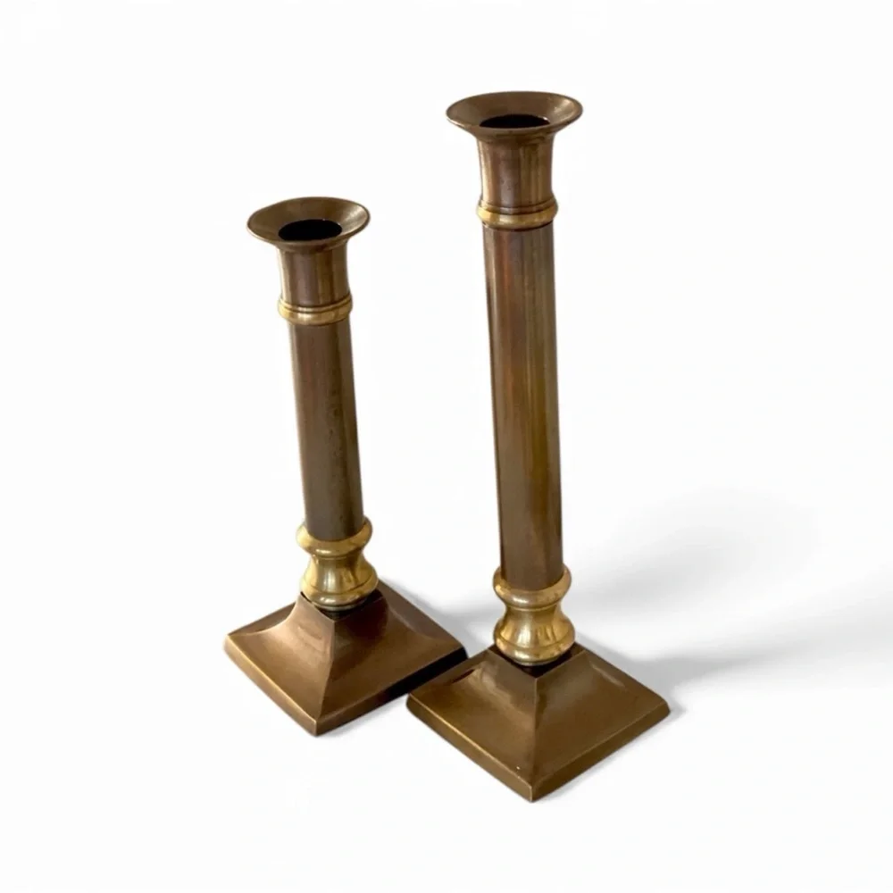 Vintage CENTURY Solid Brass Handmade Set Candle Holders Sizes 12” & 16”